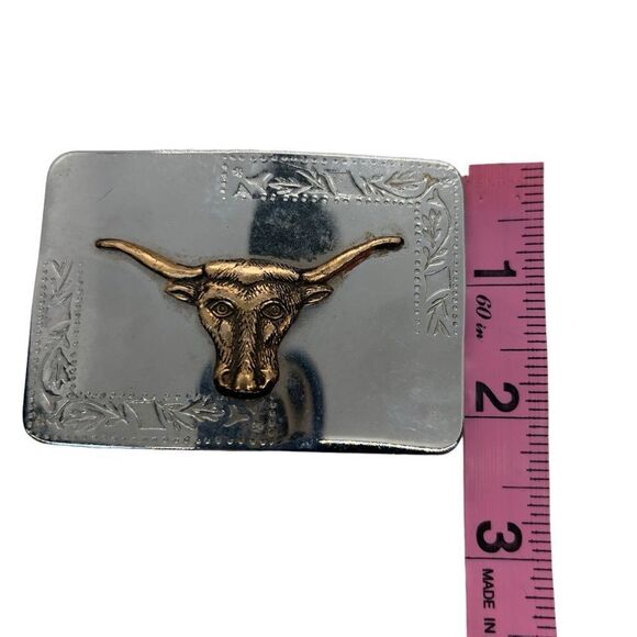 Vintage cowboy horse riding Bull Belt Buckle rodeo bull Head Cowboy 3” - Picture 2 of 8
